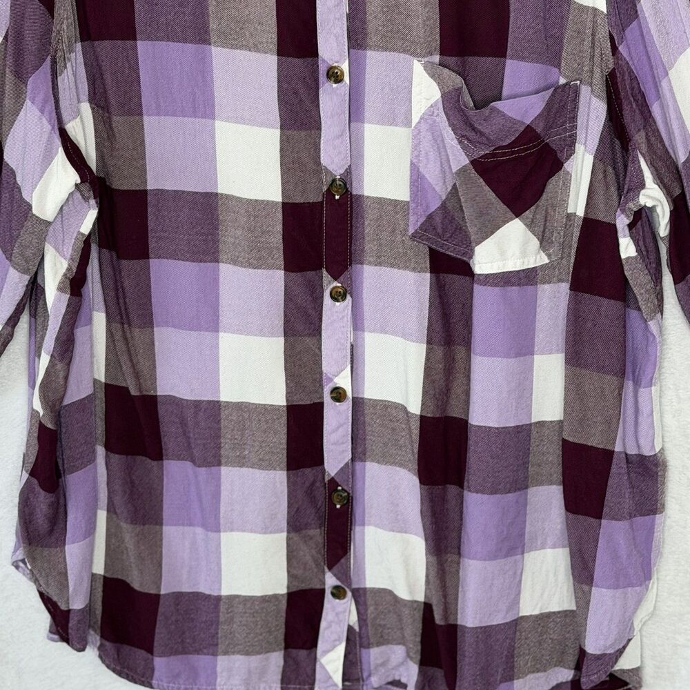 Terra &‎ Sky Women's Plus Size 3X Purple Plaid Button Down Shirt - Picture 5 of 16